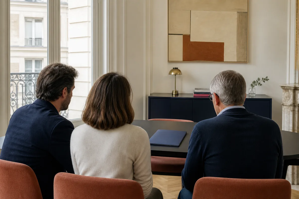 Associés d’une SCI examinant un dossier immobilier en réunion